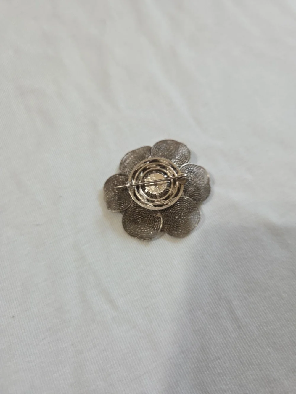Intricate Silver Floral Filigree Brooch for Women